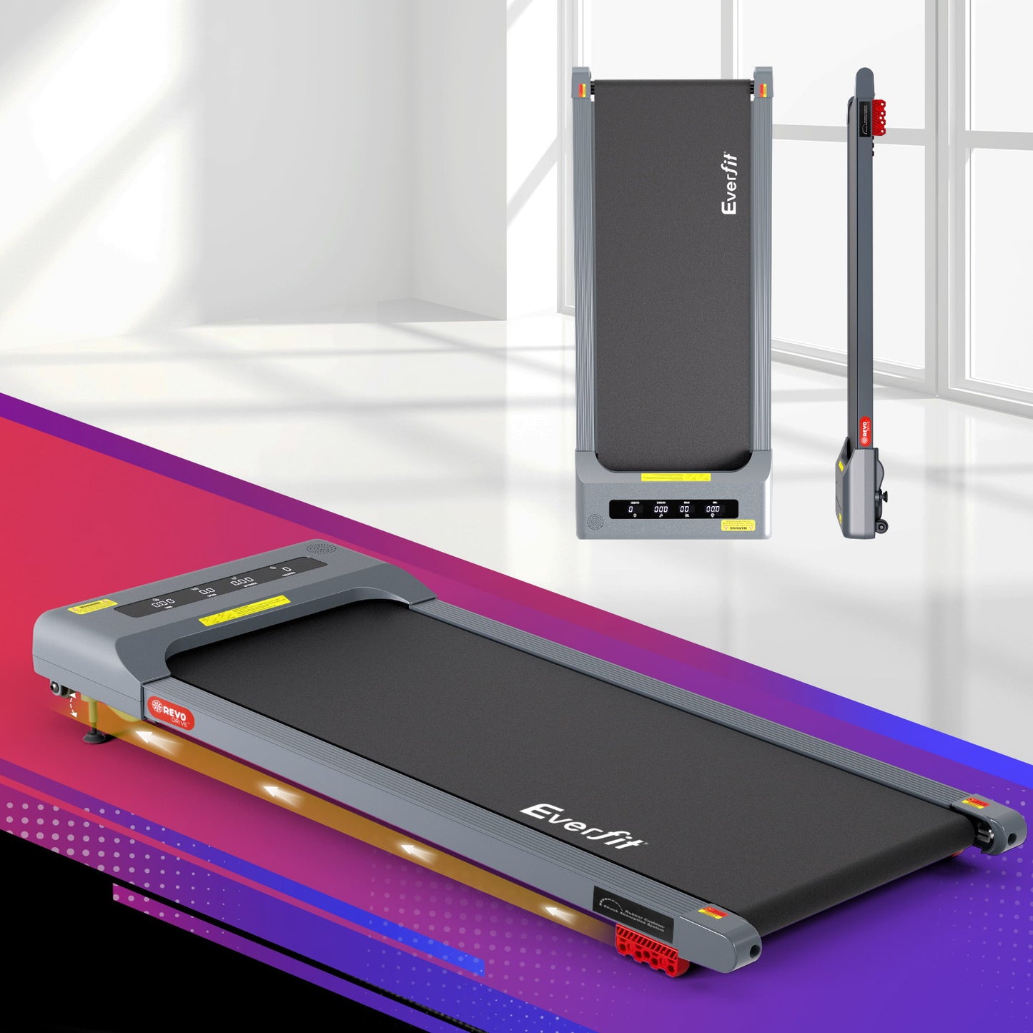 Everfit Treadmill Electric Walking Pad Incline Under Desk Home Gym 380mm Grey