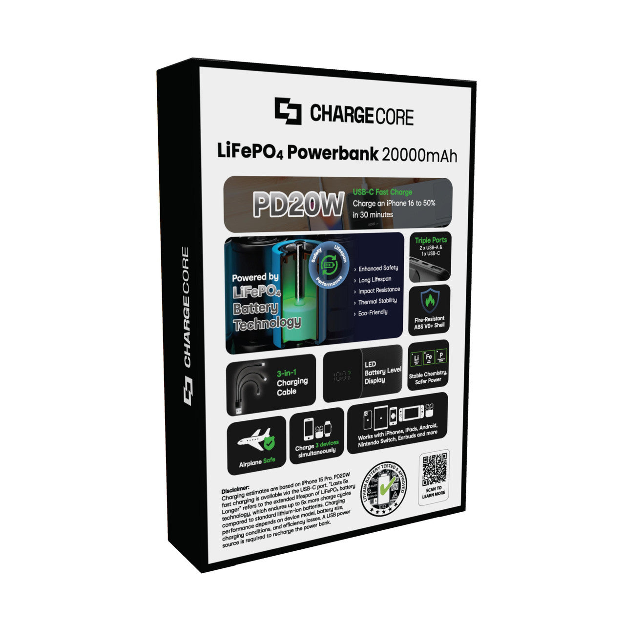 ChargeCore SafeCharge Max 20K - Black