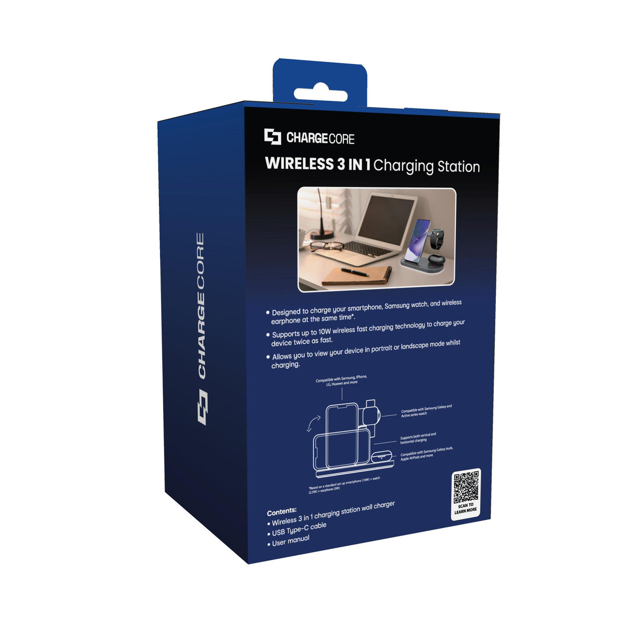 Laser 3 in 1 Wireless Charging Station Black