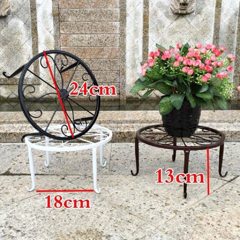 9" Rust Resistant Wrought Iron Metal Plant Pot Stand Black