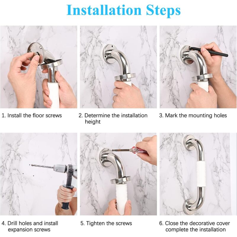 Safety, Stainless Steel Wall Mounted Grab Bar, Non-Slip Bathtub Handle, Shower Grab Bar For Bathroom Toilet 30Cm, 30 X