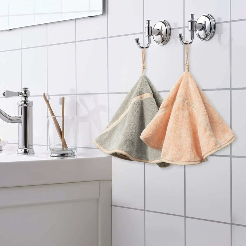 4 Pack Hanging Hand Towels With Hanging Loop Absorbent Coral Fleece Bathroom Towels Soft Thick Dishcloth ROund Hand