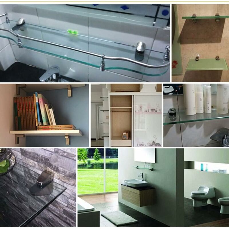 Adjustable Glass Shelf Bracket, 4 pcs Glass Shelf Support, Wall Mounted Glass Clamp, Glass Shelf Bracket, For Glass
