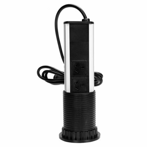 Pop Up Power Point 3 Socket Plug + 2 USB Table Home Kitchen Desk Outlet