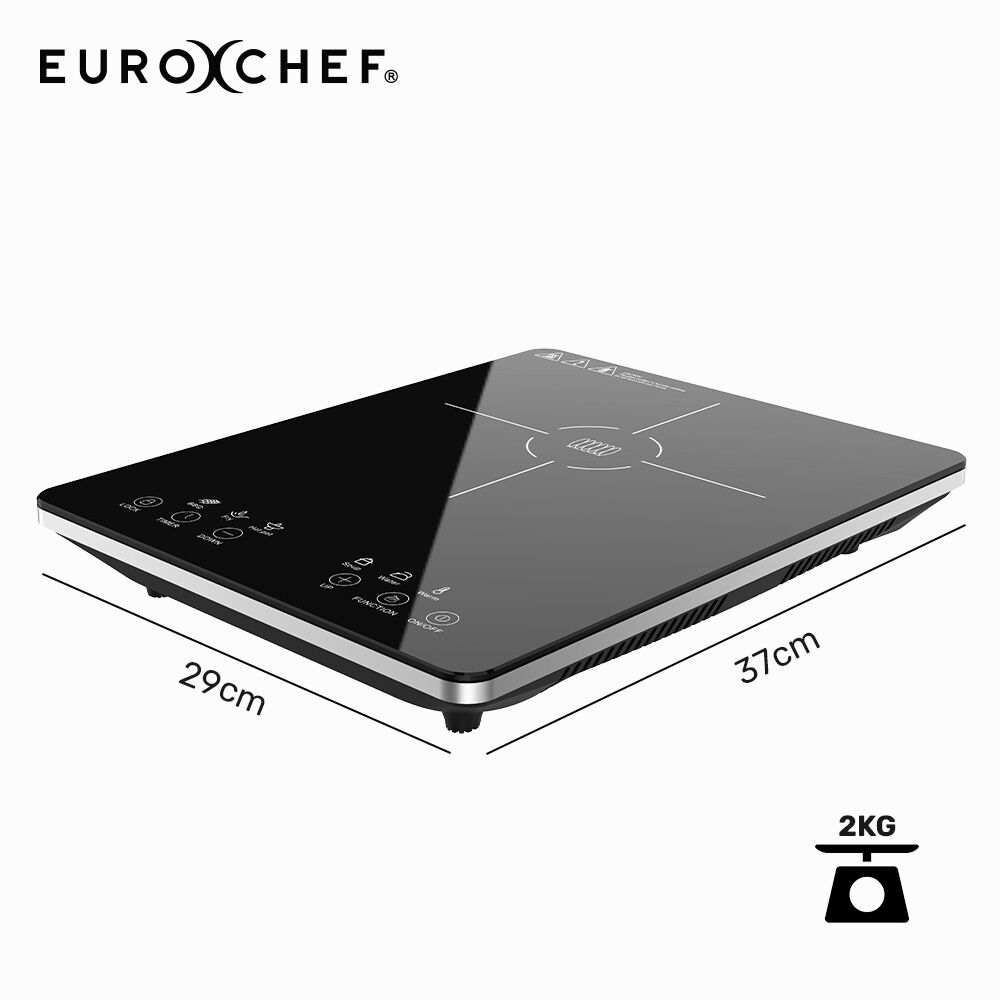 EUROCHEF Induction Cooktop, 2000W, 9 Heat Levels, Fast Electric Portable Cooker, Touch Controls