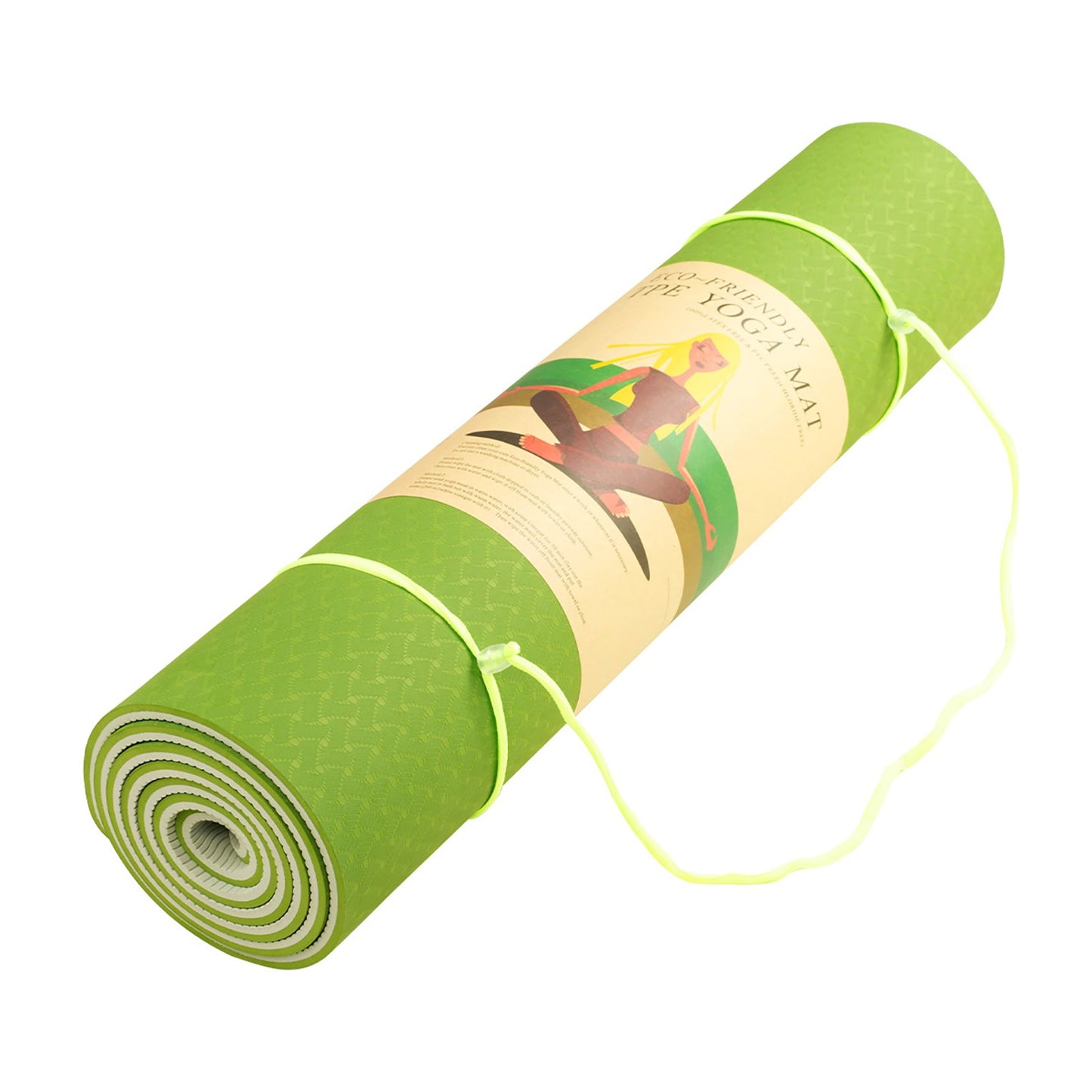 Powertrain TPE Yoga Exercise Mat Home Gym Pilates Fitness 8mm Thick in Green