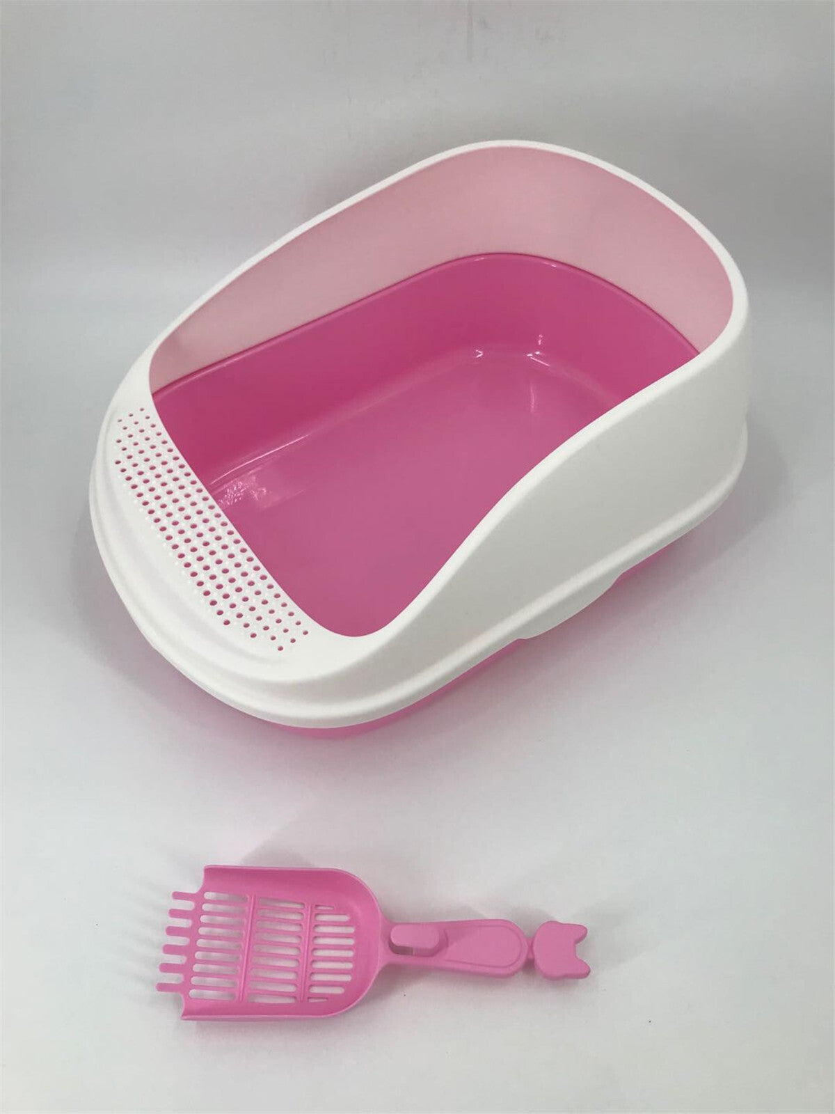 YES4PETS Large Deep Cat Toilet Litter Box Tray High Wall with Scoop Pink
