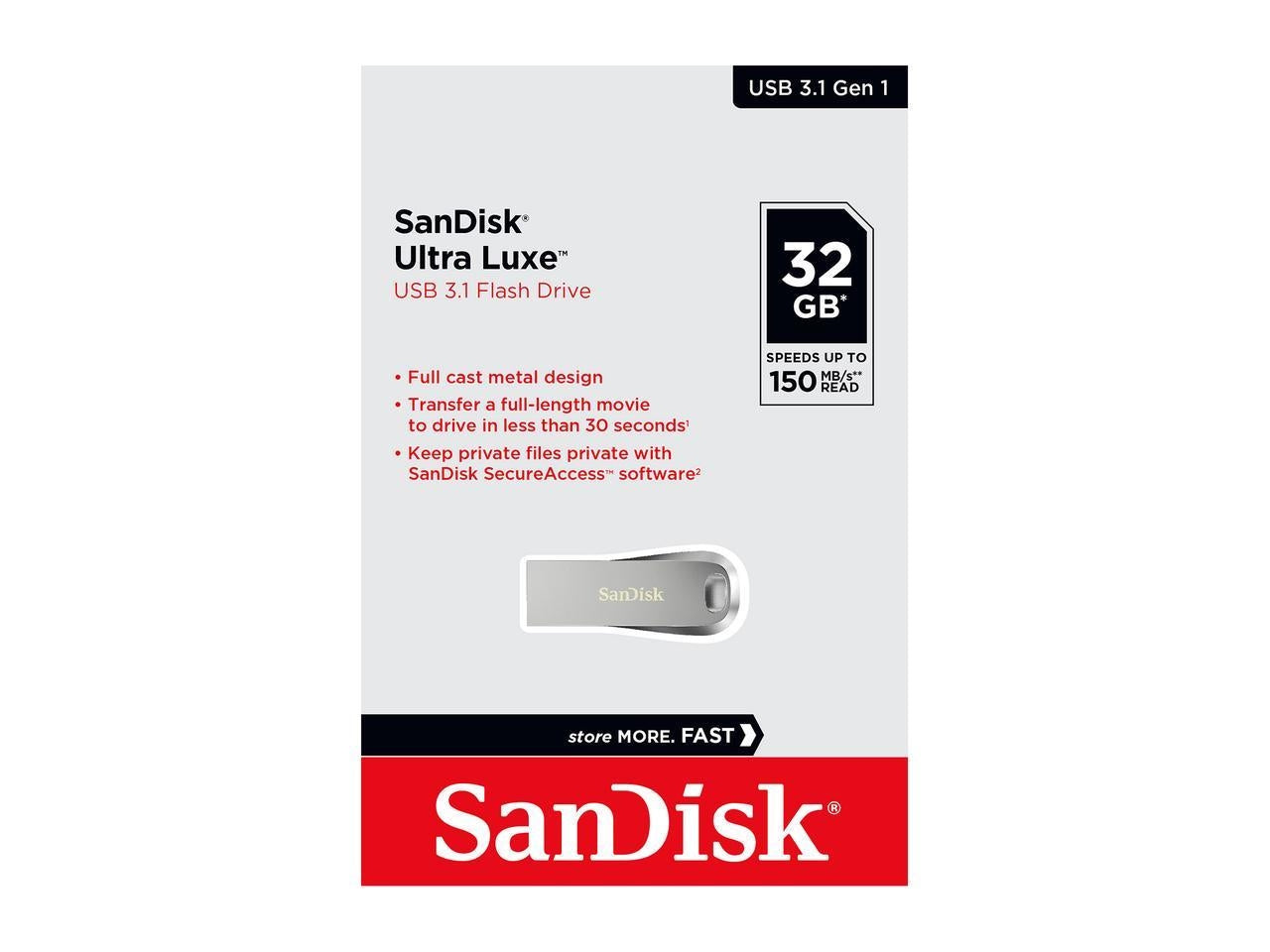 SANDISK SDCZ74-032G-G46 32G ULTRA LUXE PEN DRIVE 150MB USB 3.0 METAL