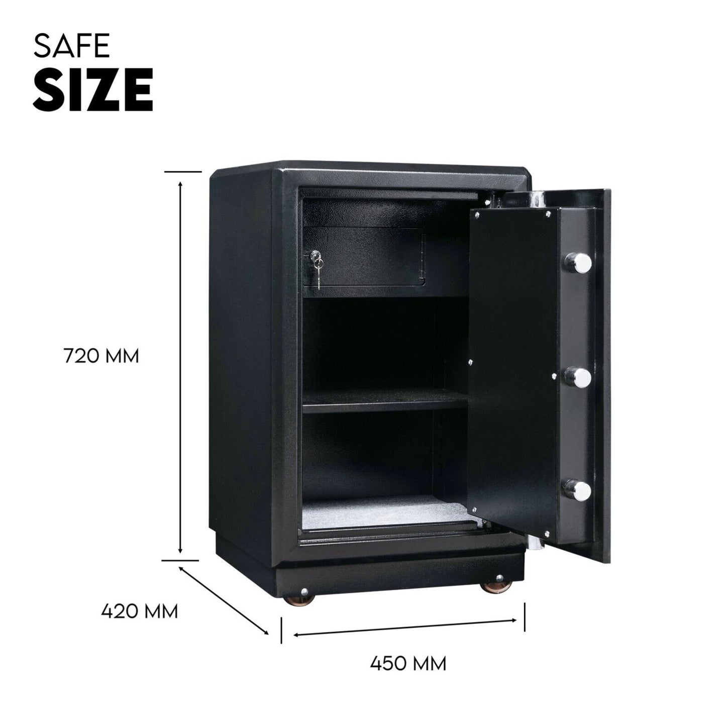 Dual Key Lock Safe Safety Box Security Code Lock Box Fire Proof Heavy Duty 80L