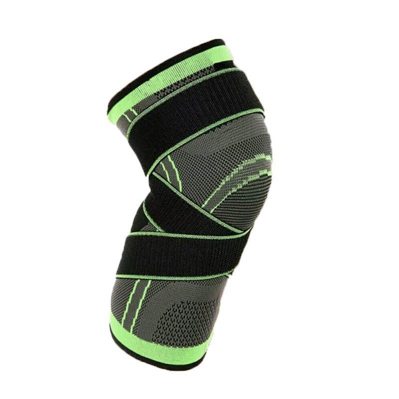 3D Weaving Knee Brace Breathable Sleeve Support Running Jogging Joint Pain Leg Green - Green-XXXL