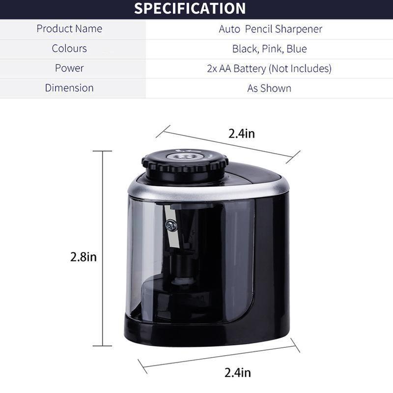 Automatic Electric Pencil Sharpener Operated Students Desktop With 2 Blades - Pink