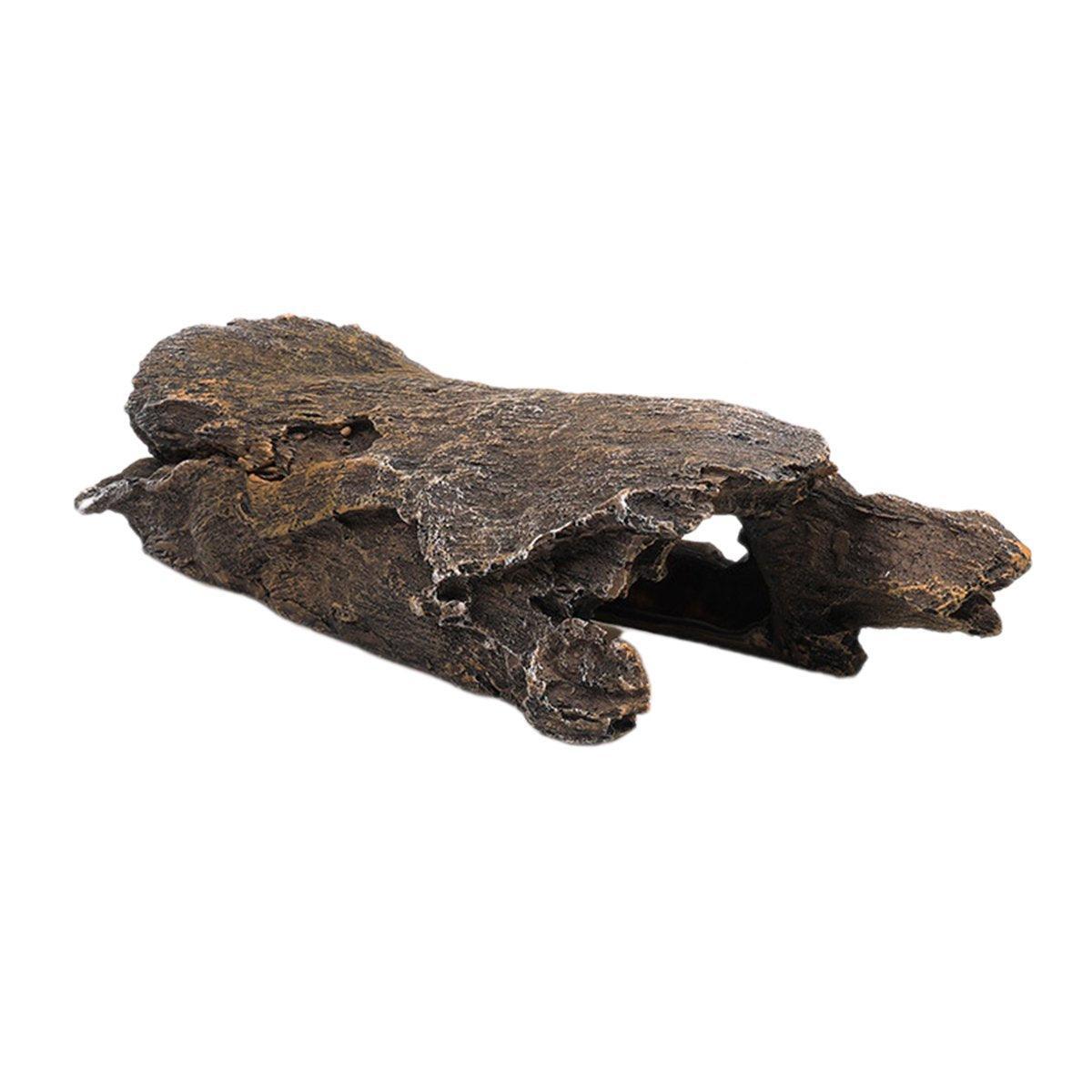 Tree Log Hide Ornament Trunk Tunnel Fish Reptile Tank Resin Aquarium Decoration - Large