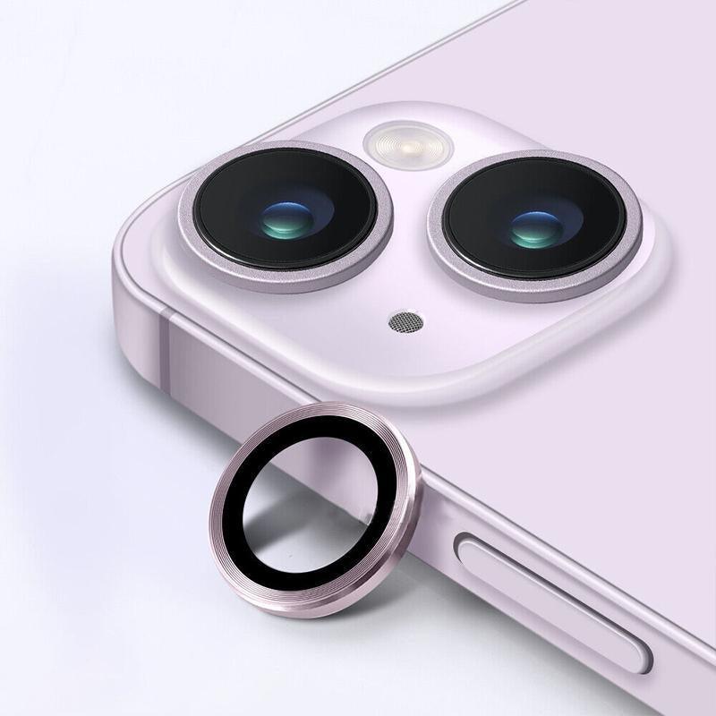 For iPhone 14/14 Plus Metal Camera Lens Glass Screen Protector - Light Puple
