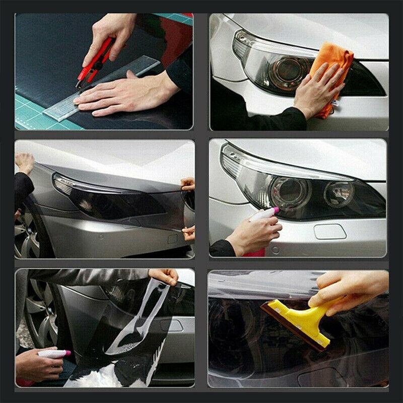 Light Smoke Black 2mx30cm Car Headlight Tint Wrap Tail Fog Light Vinyl Wrap Kit
