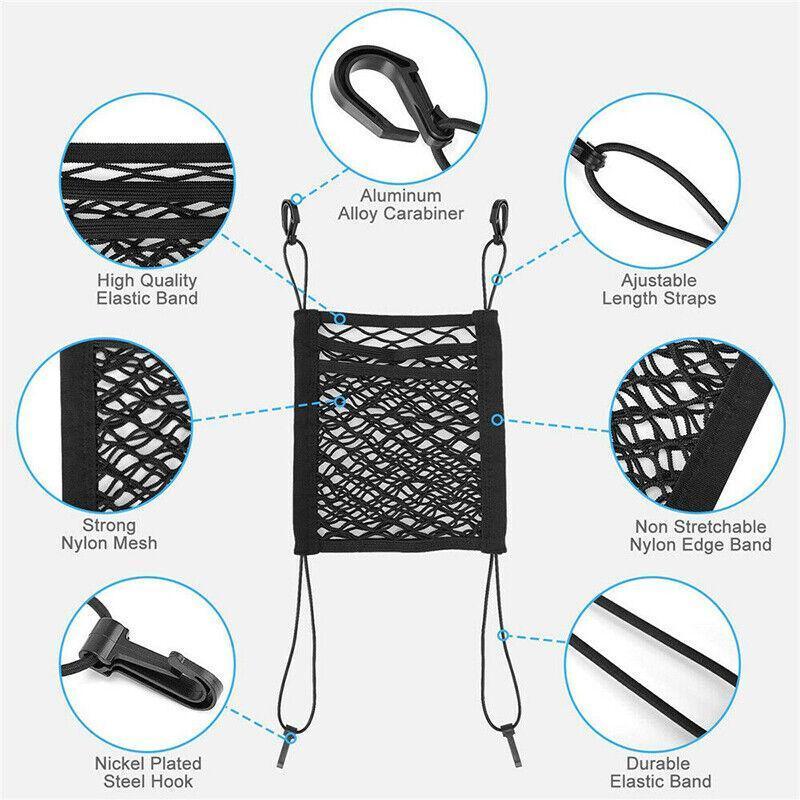 Universal Car Truck Seat Mesh Tidy Storage Net Bag Organizer Holder Multi-Pocket
