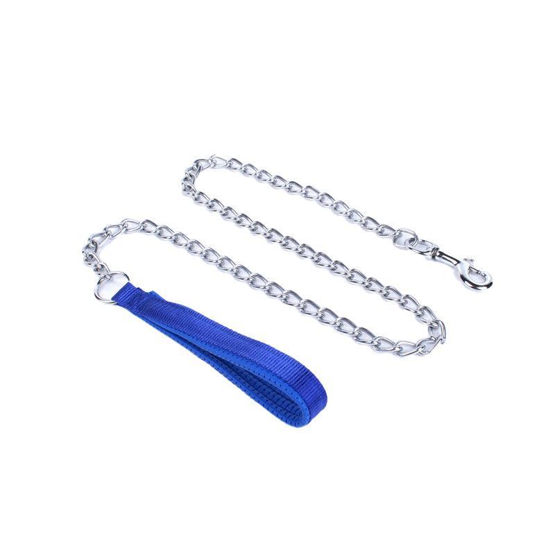 120Cm Pet Dog Puppy Padded Handle Metal Chain Dog Leash - Blue
