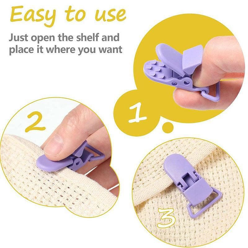 60 Random Colored Plastic Pacifier Dummy Clip Suspender Badge Holder for Crafts