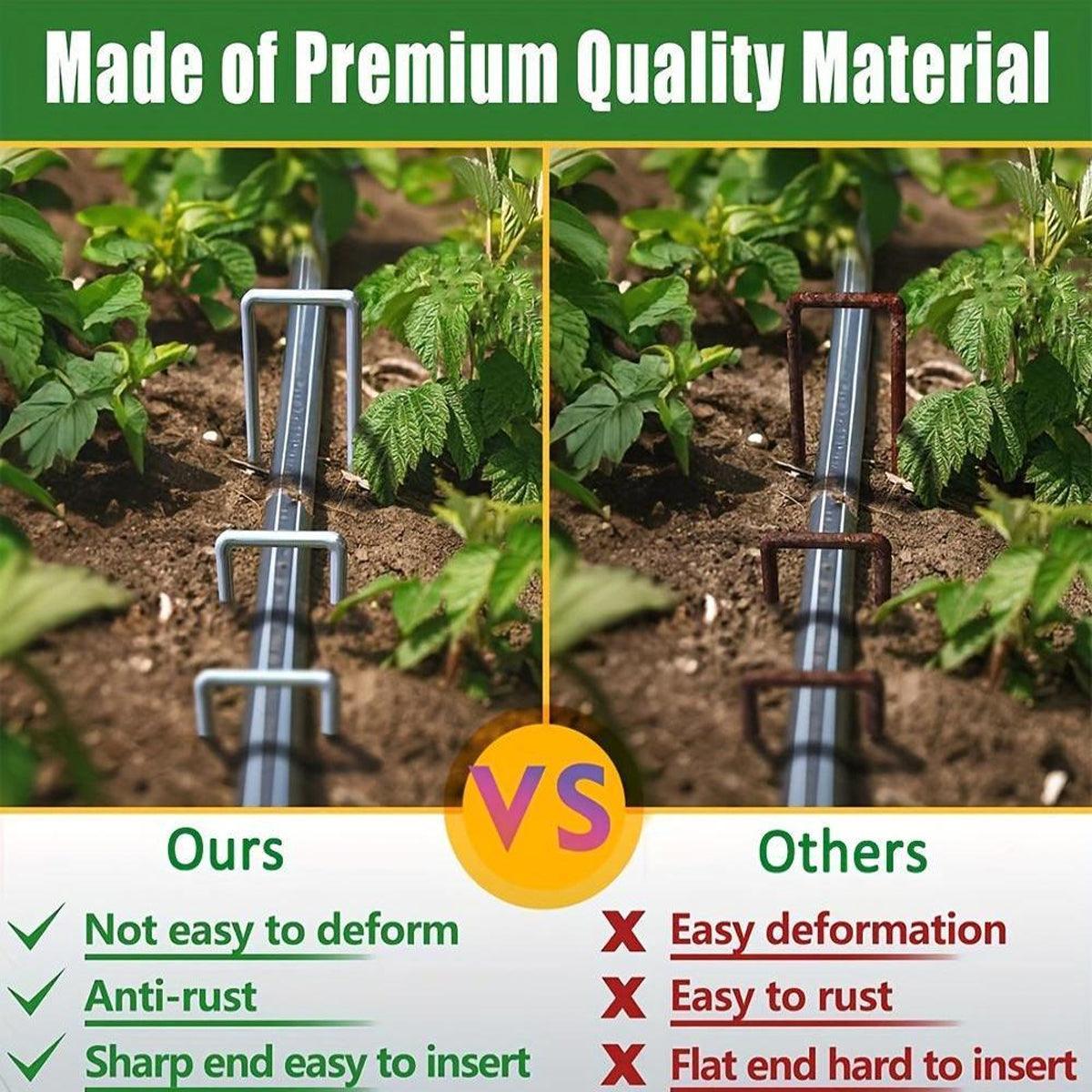 100pcs U Shape Ground Stakes Gardening Spikes Landscape Anchor Pins