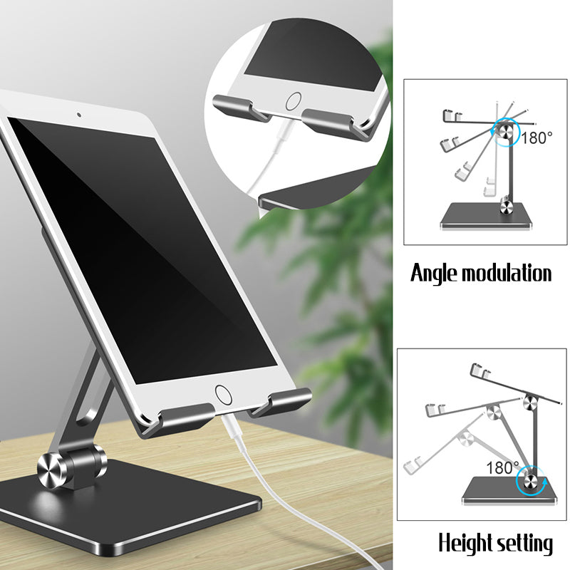 Aluminum Alloy Tablet Phone Holder Desk Stand Bracket Foldable For Ipad Pro 12.9 - Silver