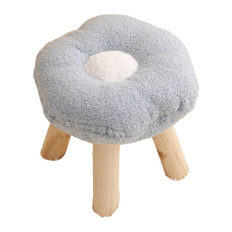 Small Flower Short Stool for Entryway or Living Room Shoe Bench or Footrest - Blue