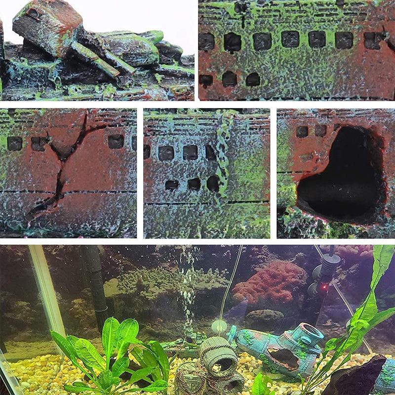 Aquarium Shipwreck Ship Fish Tank Resin Sunken Ship Fishing Hiding Pot Decor