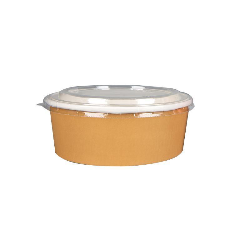 Take-Away Kraft Paper Salad Bowl Food Grade Takeout Tableware Food Bowl With Lid - 750ML