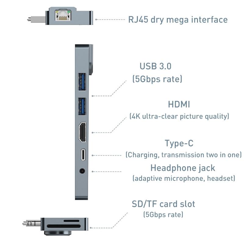 8-In-1 Pd Hub For Surface Pro 3 / 4 / Go