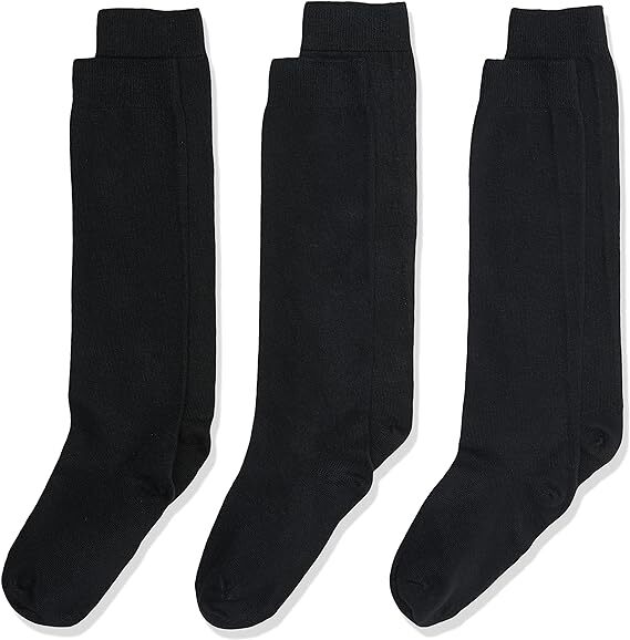 12x Pairs School Uniform Knee High Socks Cotton Rich Girls Boys Kids Bulk - Black - 9-12 (5-8 Years Old)