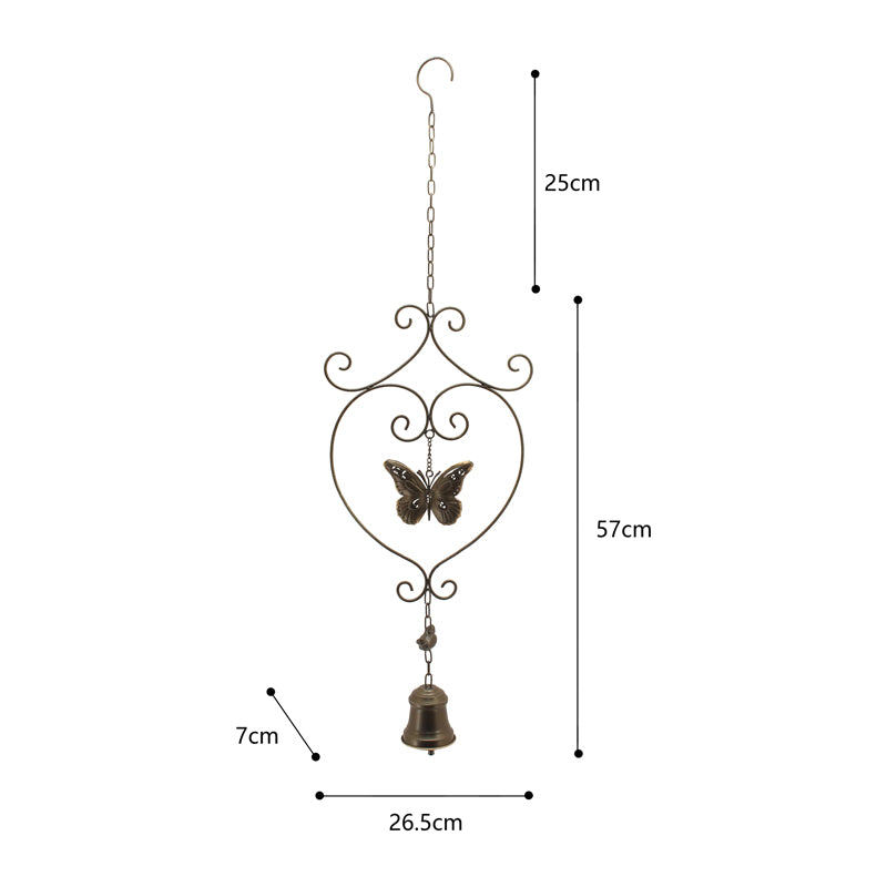 Hanging Butterfly w Bird + Bell 89cm