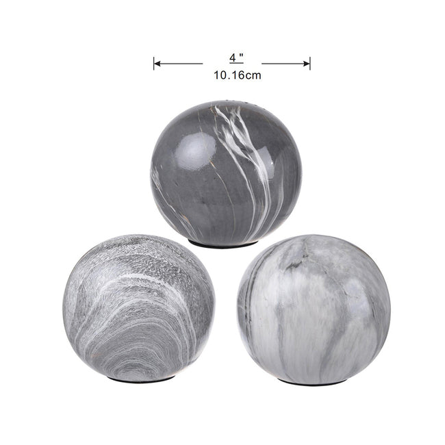 Set 3 Grey Marbleized Balls 10cm