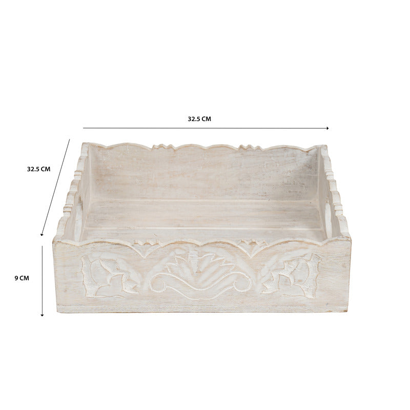 Handcrafted Carved Square Tray 30cm
