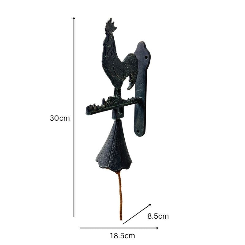 Cast- Iron Rooster Doorpost w Bell 30cm