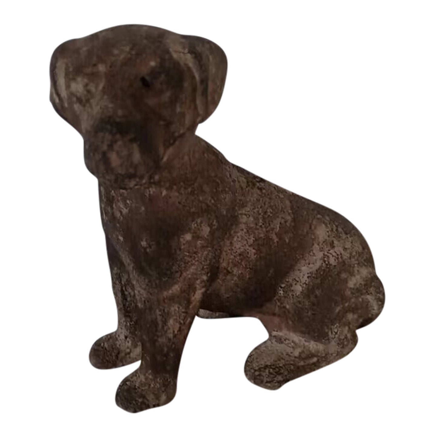 Aged Cast-Iron Sitting Dog Decoration 13x13cm