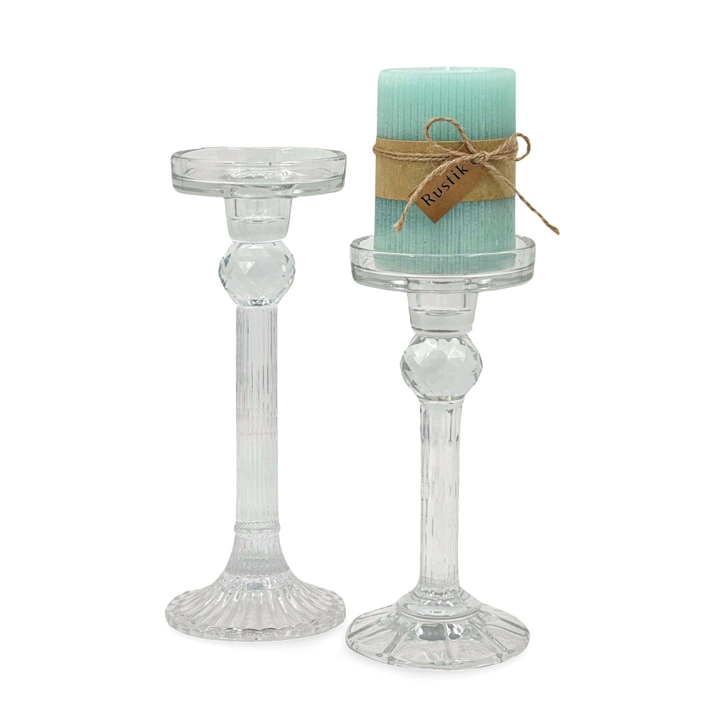 bulk 6 Clear Crystal Look Glass Candle Holder Assorted 9x24cm