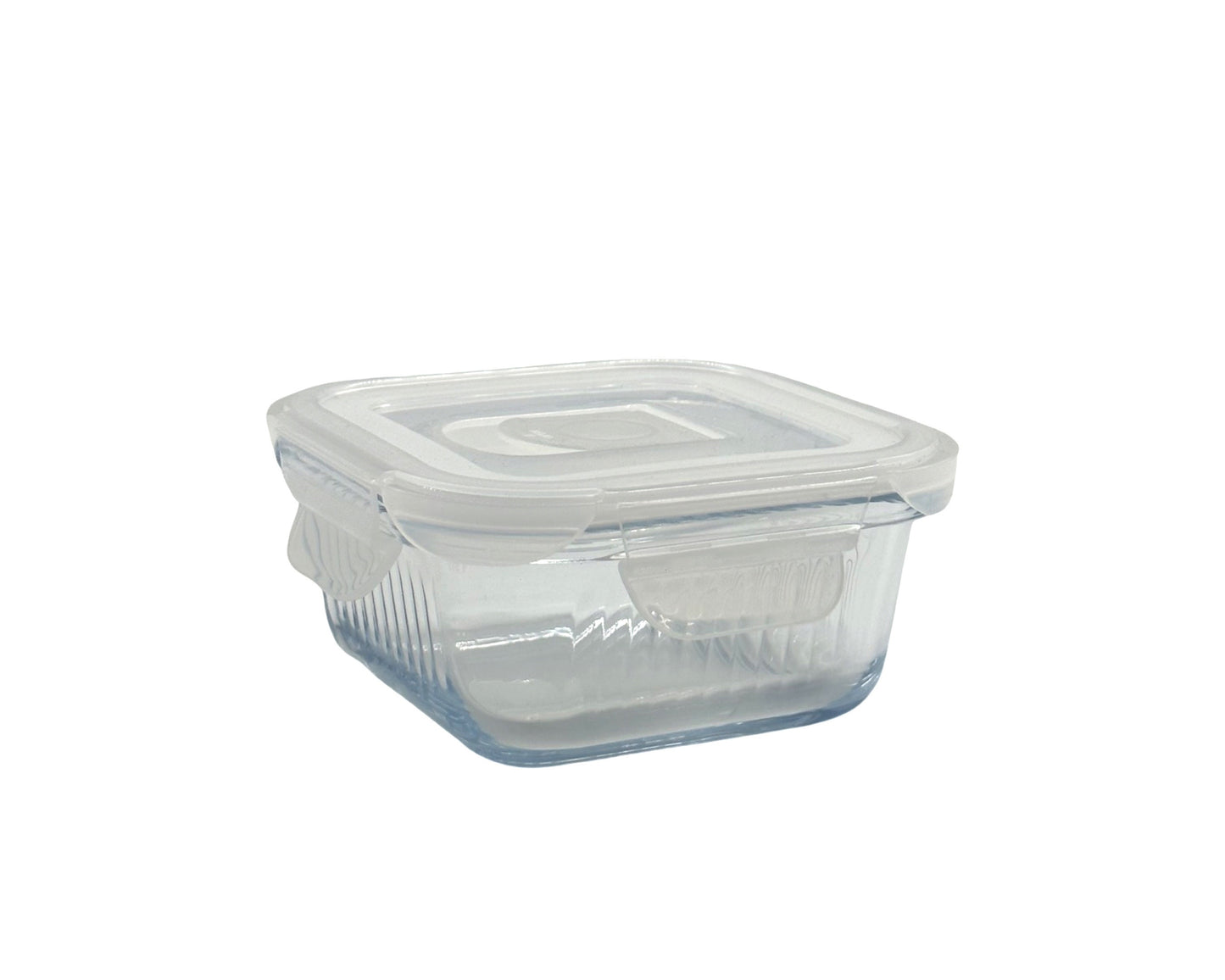 bulk 24 Borosilicate Glass Container W Lid Square 320ml 12x7cm