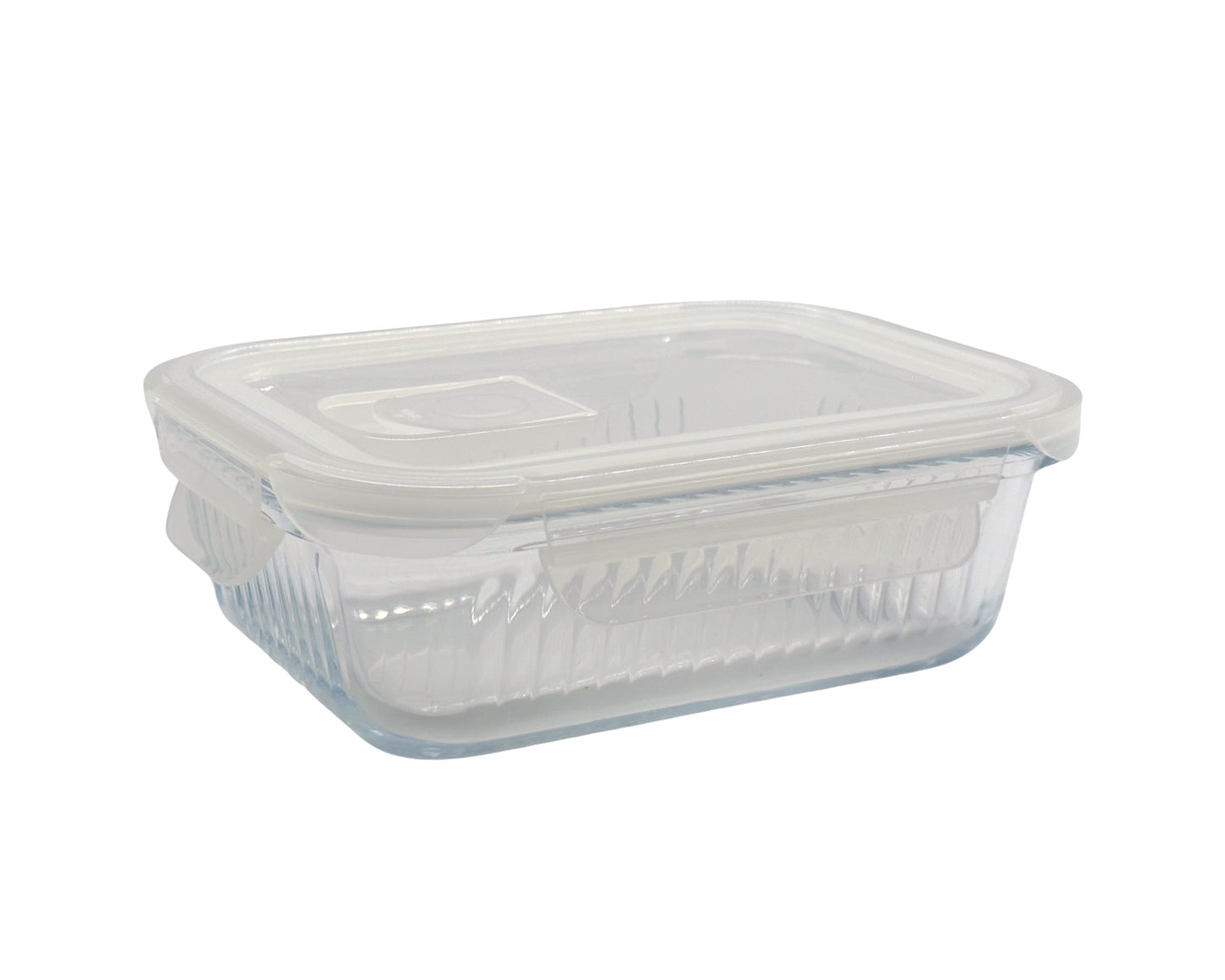 bulk 12 Borosilicate Glass Container W Lid Rect 1040ml 20x8cm