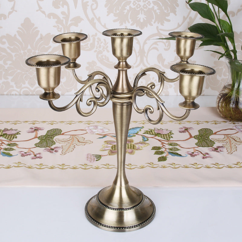 Copper Elegant Metal Candelabra 5 Arm Candle Holder - Decorative Candelabra for Home, Weddings, Events