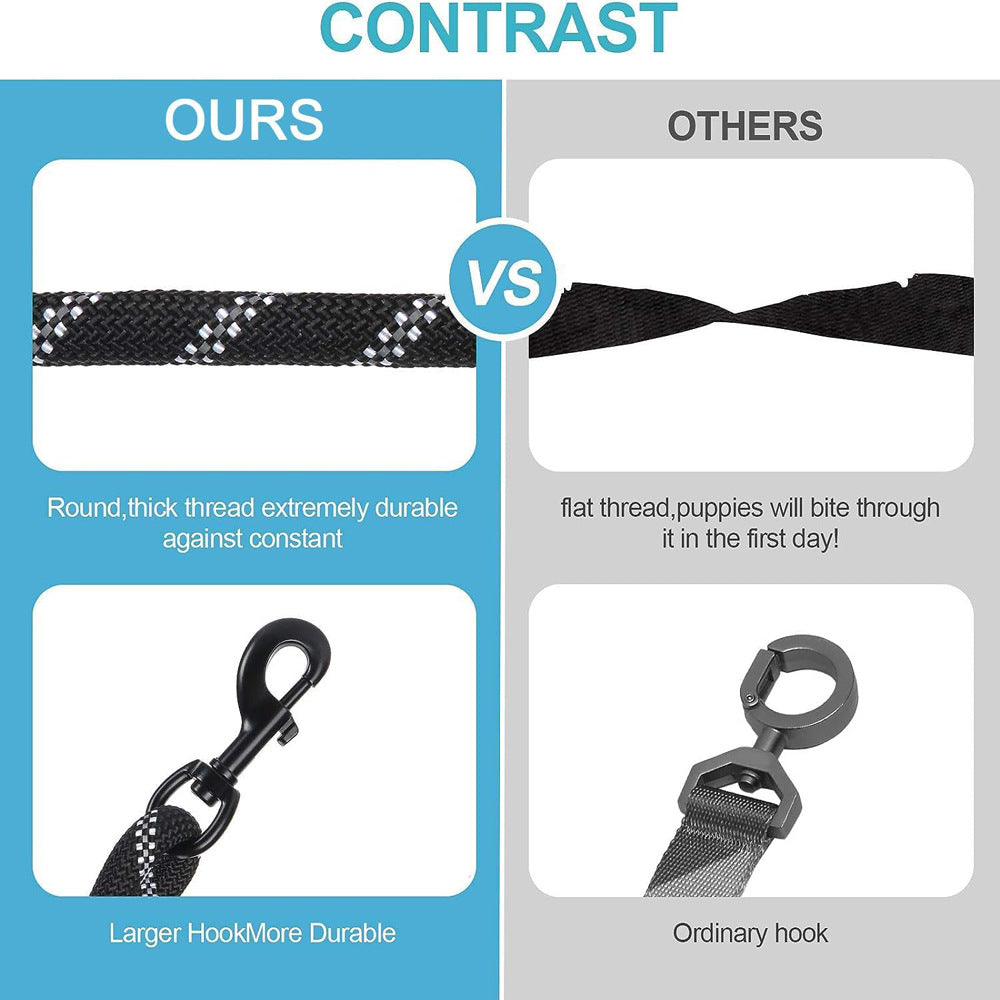 Black 3-in-1 Tangle-Free Dog Leash for 1-3 Dogs - Heavy Duty Bungee Coupler with Reflective Stitching & Padded Handle