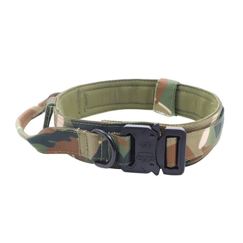 XL Camouflage Tactical Dog Collar - Heavy Duty Nylon Pet Collar for Medium & Large Dogs, Adjustable (3.8cm Width)
