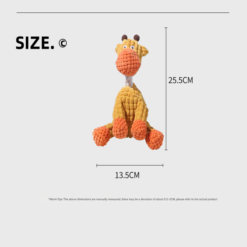 Grey donkey Cuddly Corduroy Squeaky Animal Toy - Interactive Plush Chew for Dogs