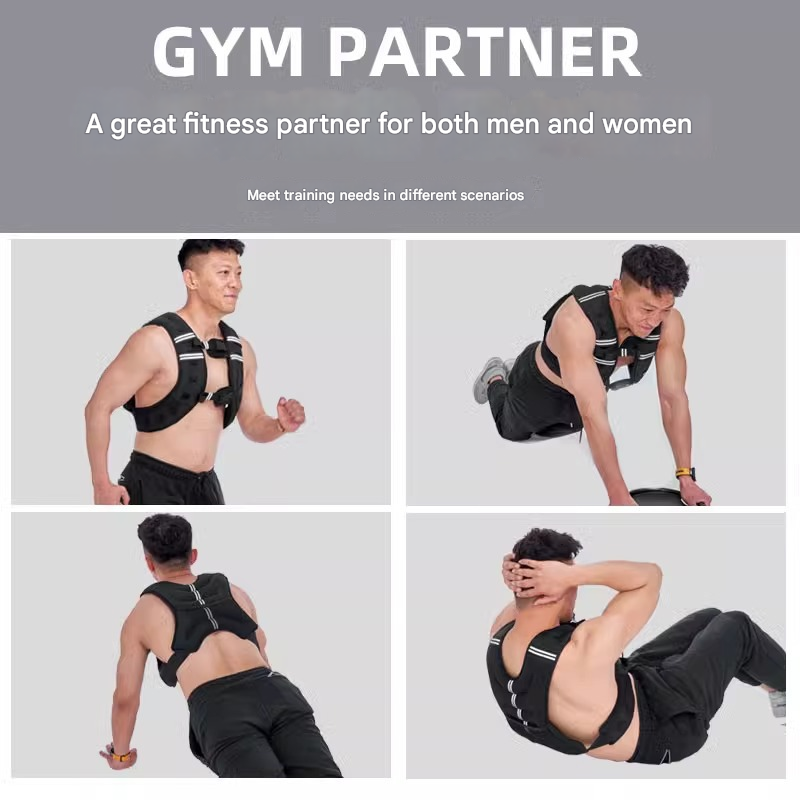 Black Gym Partner Weighted Vest - Adjustable & Reflective for Running, Training & Strength Building(3KG)