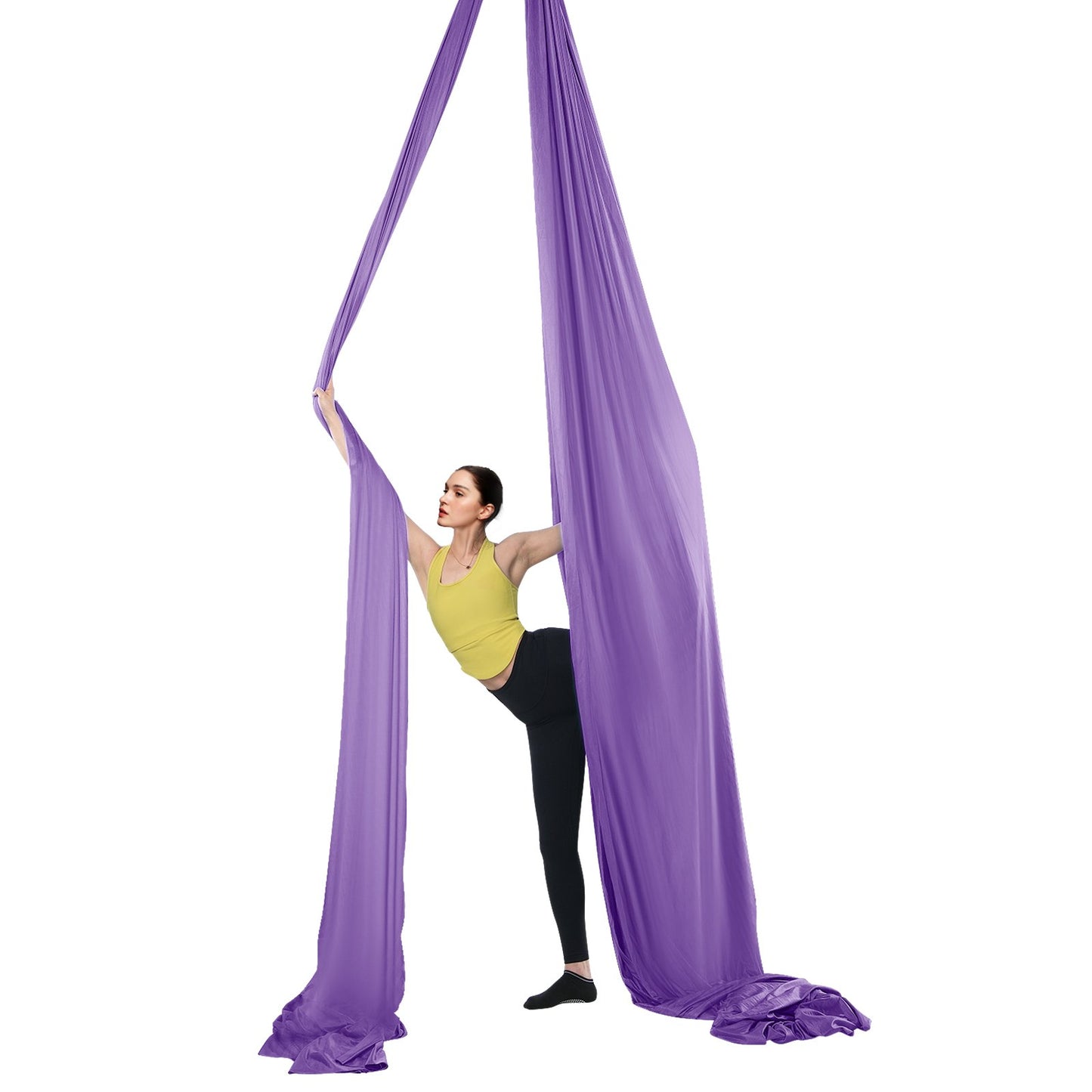 VEVOR Aerial Yoga Hammock & Swing, 4 m Length, Yoga Starter Kit with 100gsm Nylon Fabric, Full Rigging Hardware and Easy Set-up Guide, Antigravity Flying for All Levels Fitness Bodybuilding, Purple