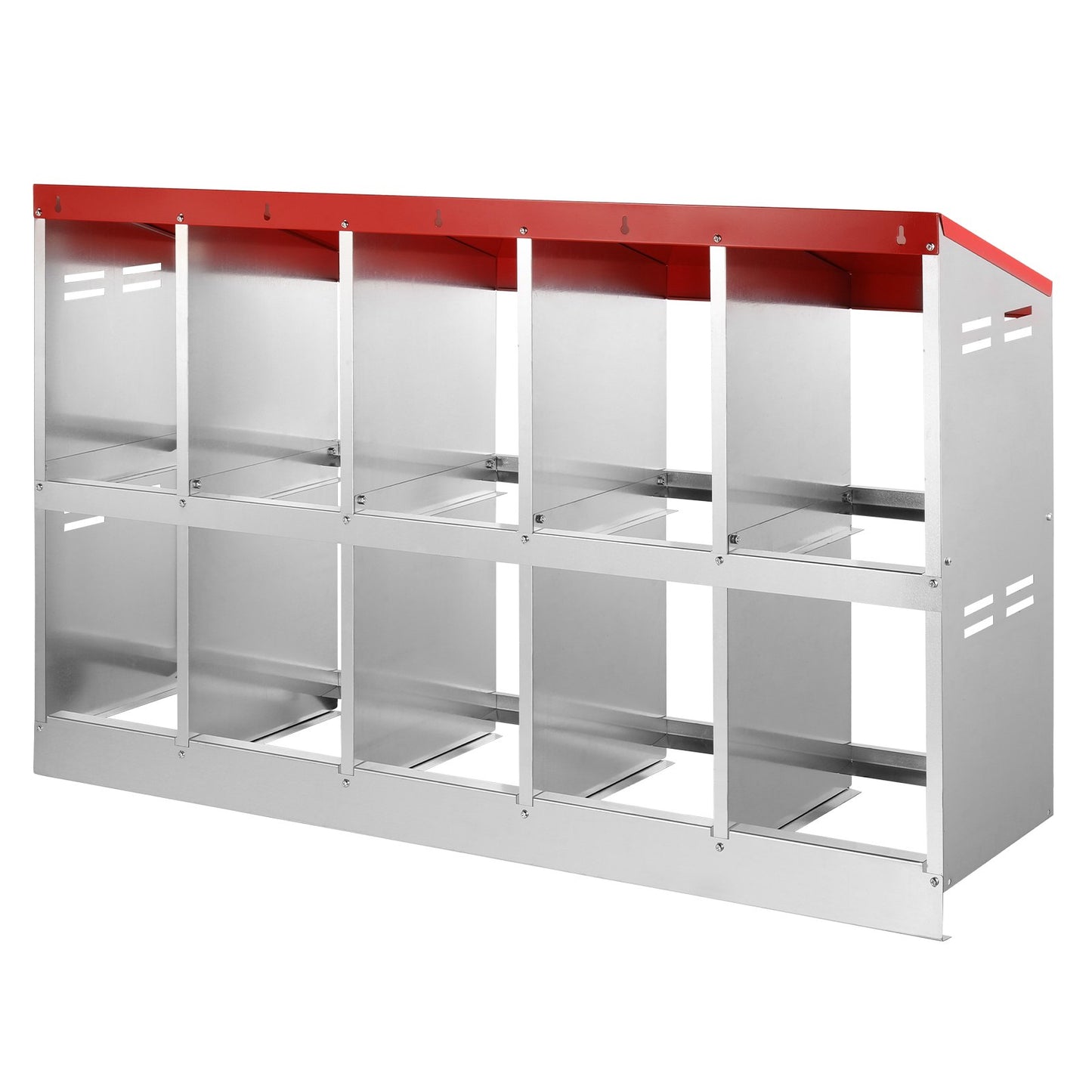 VEVOR 10-Compartment Chicken Nest Box Mental Box with Inclined Nesting Boxes