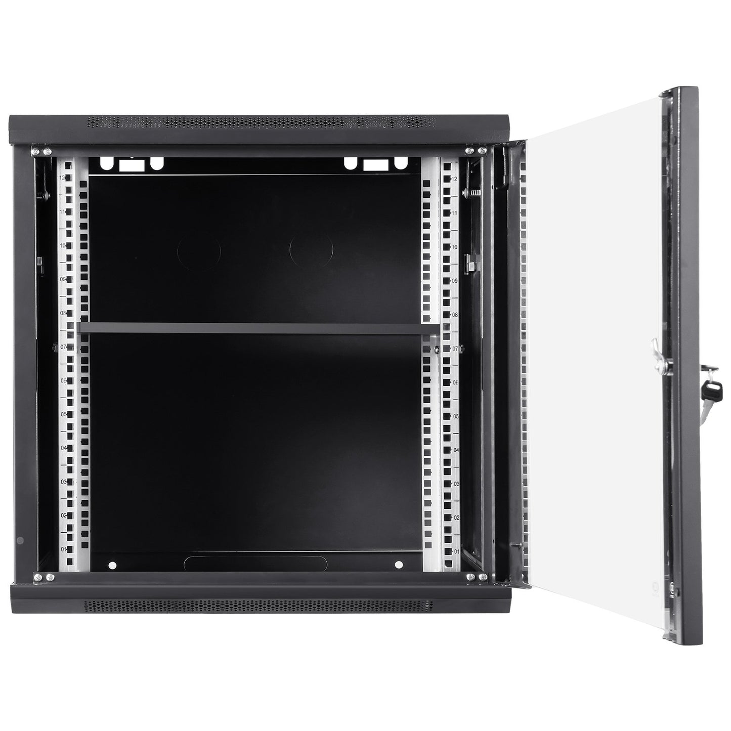 VEVOR 9U Wall Mount Network Server Cabinet, 39.37 cm Deep, Server Rack Cabinet Enclosure, 90.7 kg Max. Ground-mounted Load Capacity, with Locking Glass Door Side Panels, for IT Equipment, A/V Devices