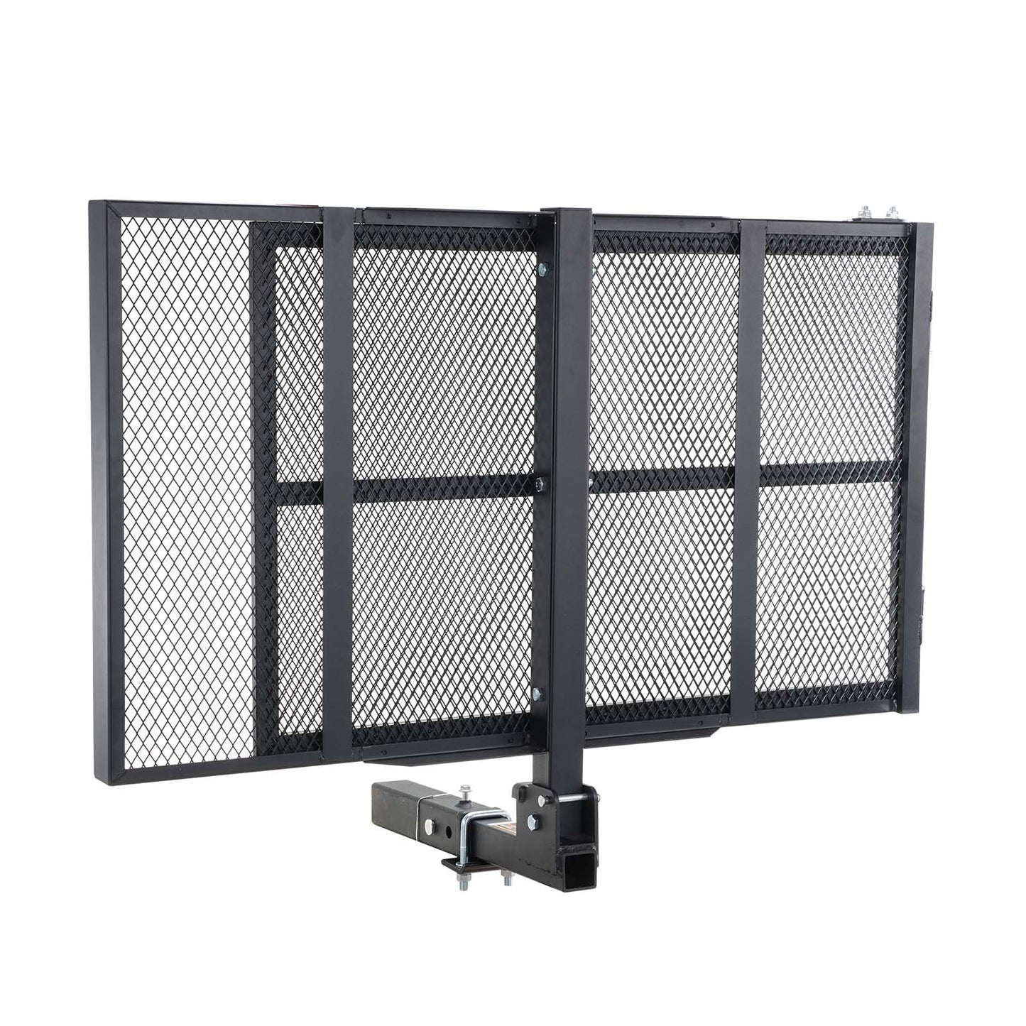 VEVOR Hitch Mount Wheelchair Carrier 45.3" x 25.6", 500LBS Mobility Scooter Carrier with Folding Ramp, Iron Trailer Hitch Rack Basket with Stabilizer, Straps, Fit 2" Hitch Receiver for SUV Van Car