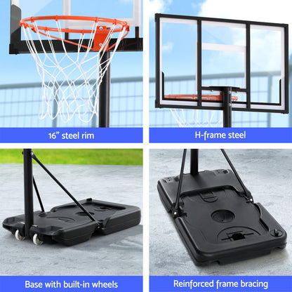 Everfit 3.05M Basketball Hoop Stand System Portable Height Adjustable w/ Knob