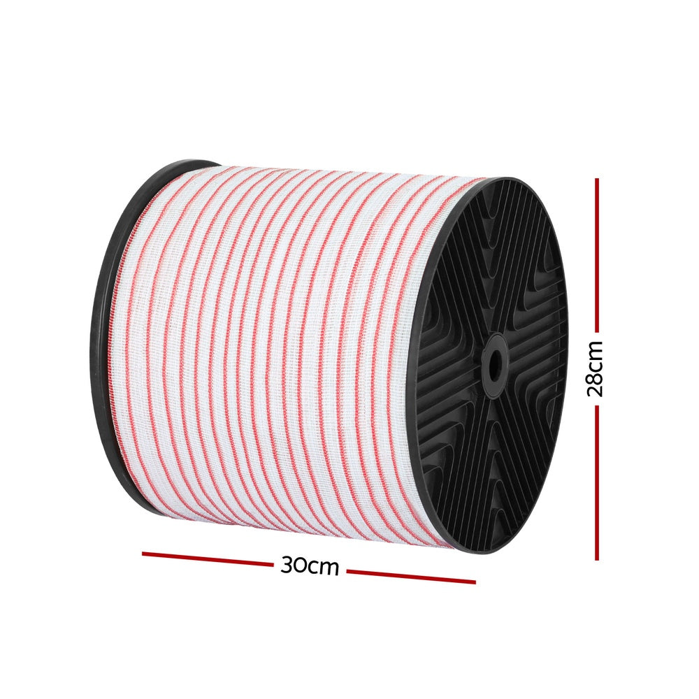Giantz Electric Fence Tape Polytape 400M Electric Fence Wire Red White