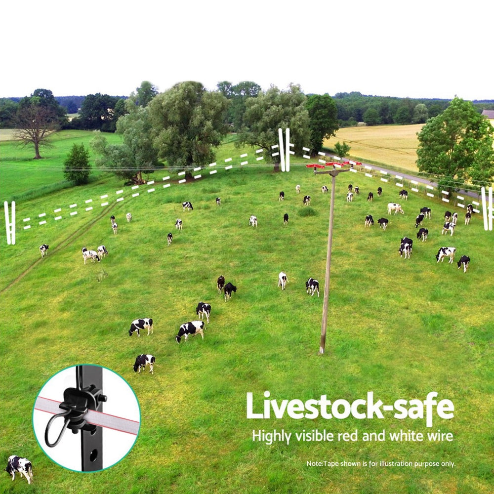 Giantz Electric Fence Tape Polytape 400M Electric Fence Wire Red White