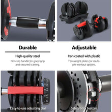 Load image into Gallery viewer, Everfit 24kg Dumbbells Adjustable Dumbbell Weight Plates Home Gym

