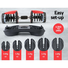 Load image into Gallery viewer, Everfit 24kg Dumbbells Adjustable Dumbbell Weight Plates Home Gym
